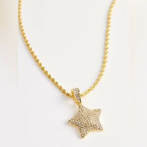 Iced Star Gold Pendant Necklace